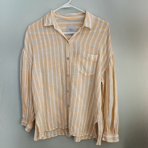 Rails Cleo Top Clementine Stripe Linen Blend Size Small - Picture 4 of 10